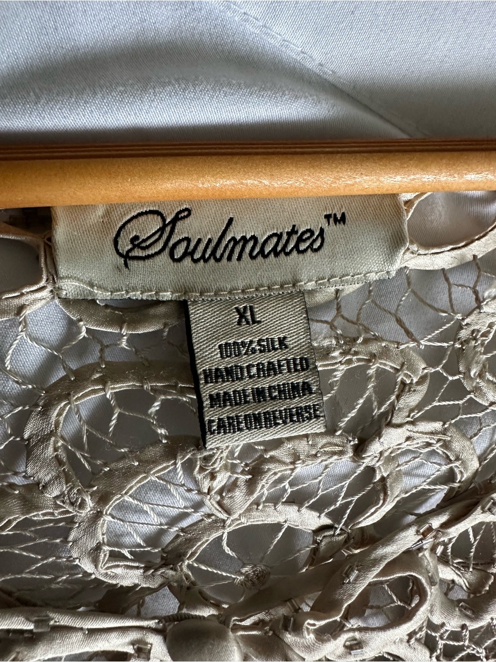 Soulmates Cream Crochet Lace Silk Jacket - Picture 2 of 8